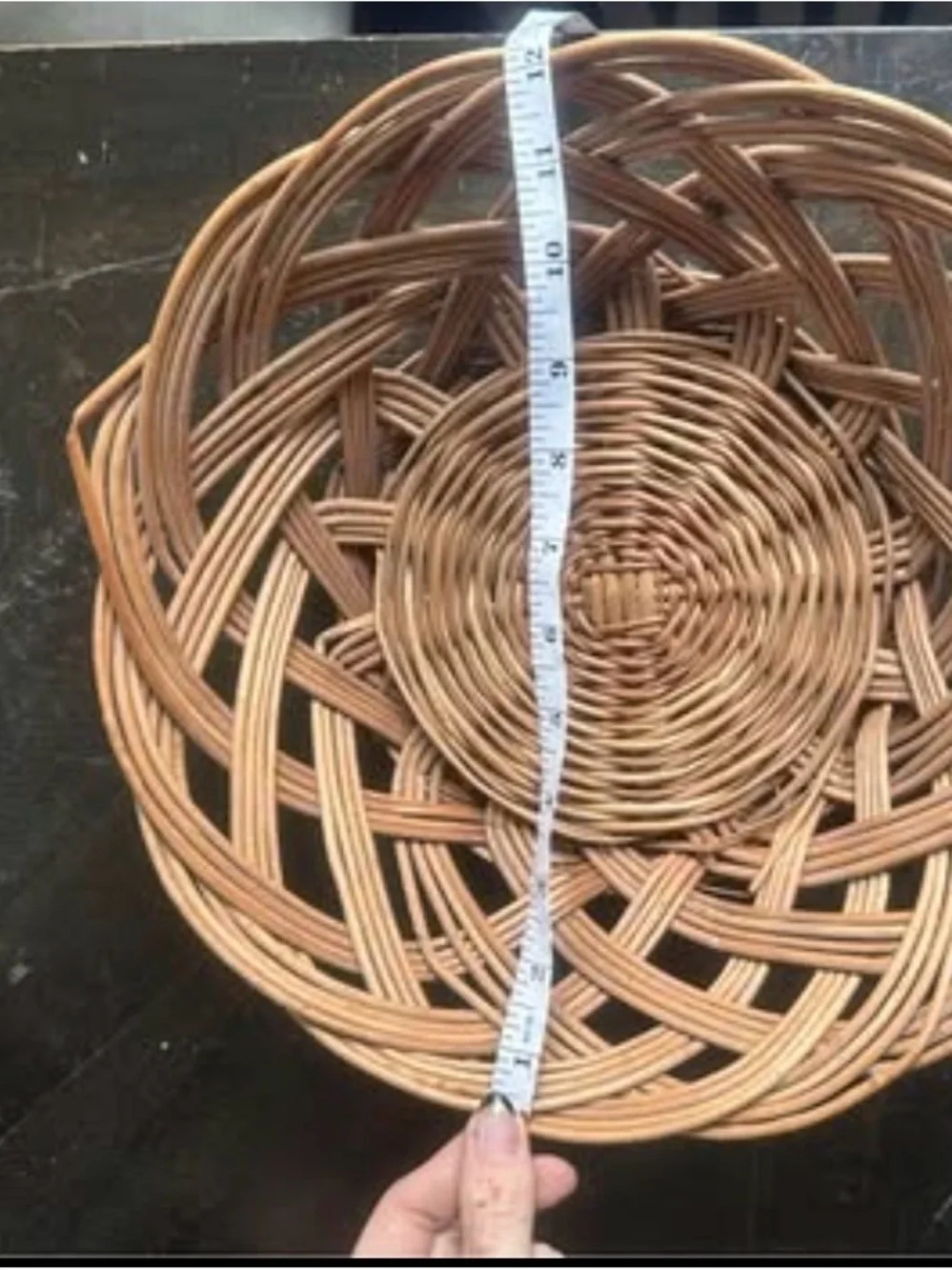 Vintage Polish Woven Rattan Wicker Basket | Small Boho Round Bowl | Handmade